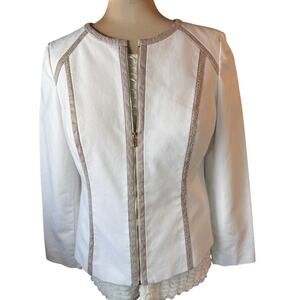Calvin Klein White Zip-Front Blazer Jacket sz 12 – Tailored, Chic & Versatile